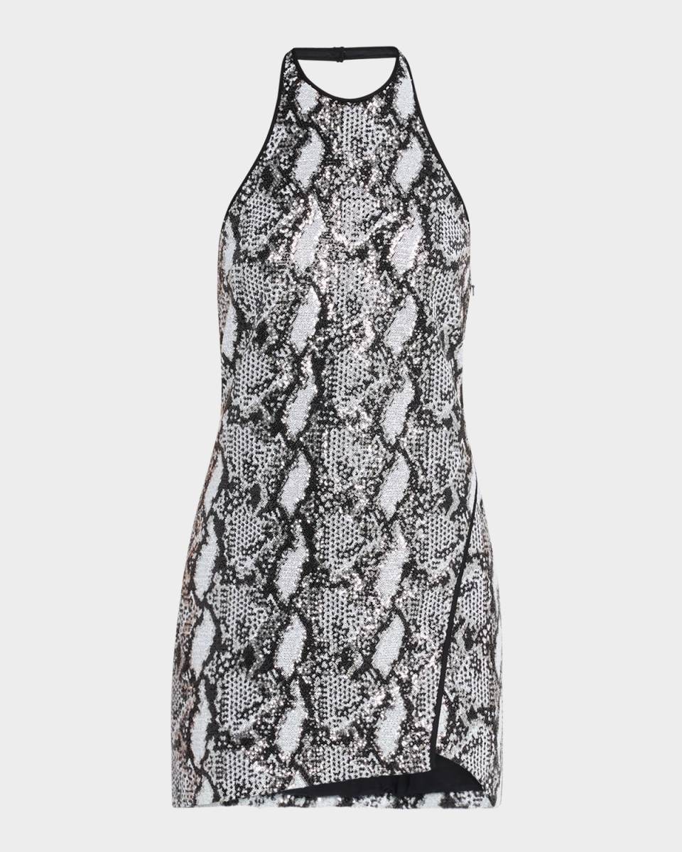 Allany Sequined Halter Mini Dress